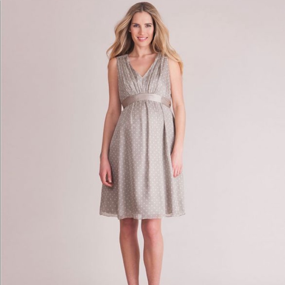 Seraphine Luxe Polka Dot Silk Maternity Dress